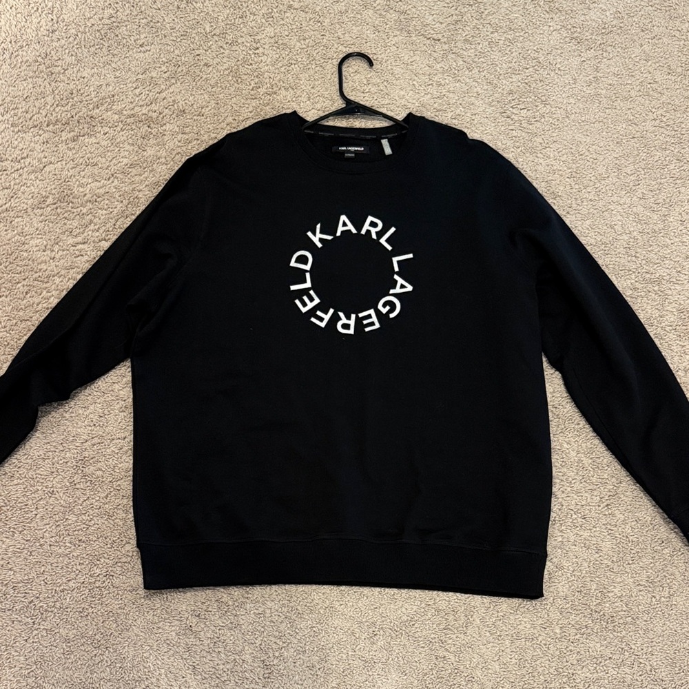 Karl Lagerfeld Black Crewneck with White Logo